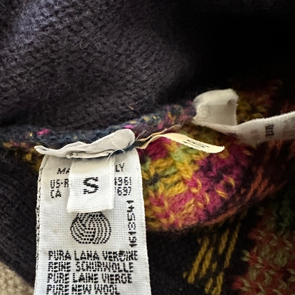 United Colors Of Benetton Small Button Up Violet Colorful Cardigan Sweater VTG - Picture 9 of 10